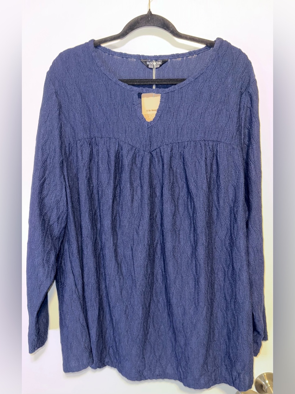 BloomChic Navy Cable Knit Long Sleeve Top